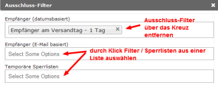 Ausschluss-Filter wählen