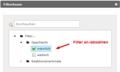 Filter an-/abwählen
