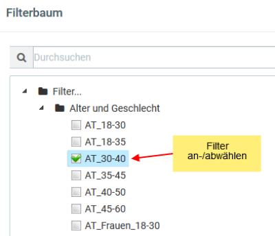 Filter an-/abwählen